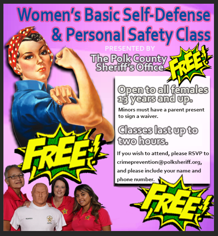 Womens Self Defense Poster. Woman pose as Rita the riveter